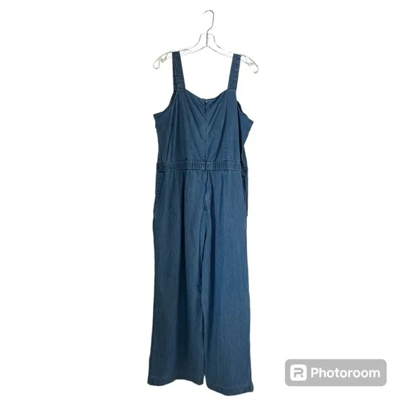 LOFT Outlet size 10 chambray wide leg jumpsuit - Picture 3 of 5